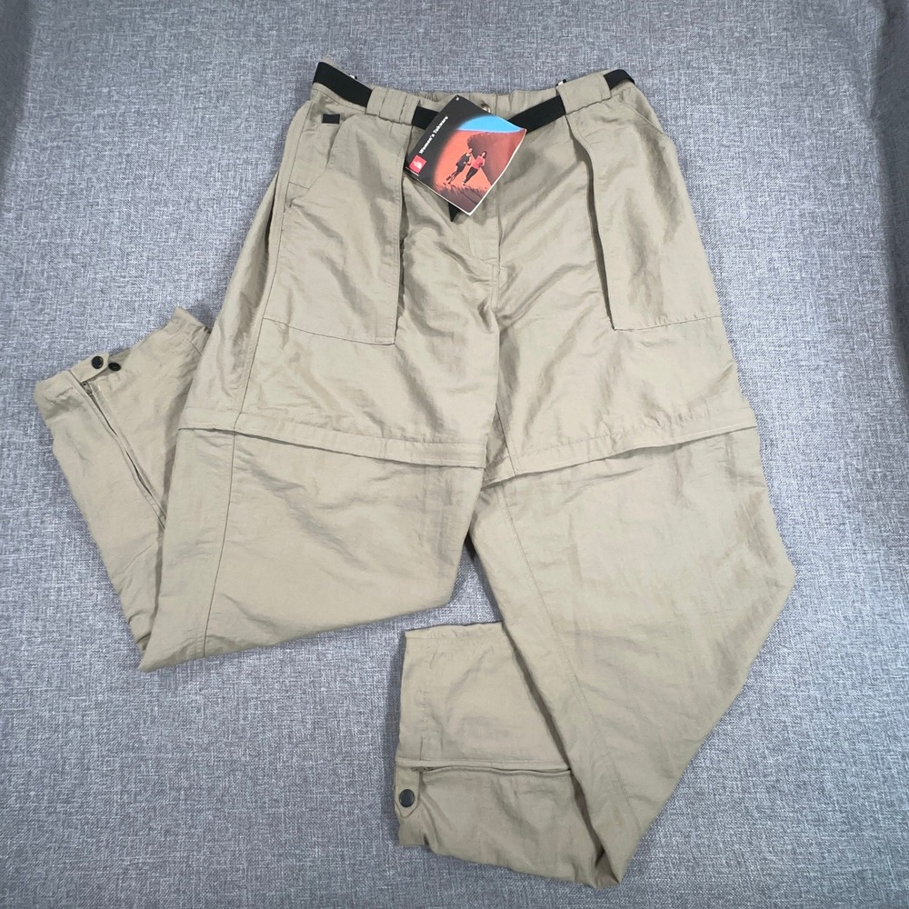 Vintage The North Face Tekware Convertible Pants Women XL Khaki Nylon Hiking NEW
